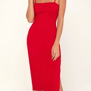 Lulu's Paulina Bodycon Dress in Coral S